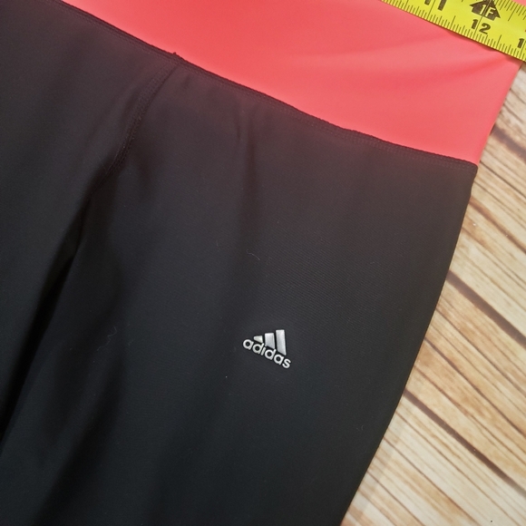 Adidas Mid Rise Pink Cropped Black Yoga Leggings Size Small Y2K - Picture 4 of 5